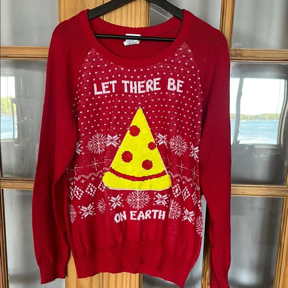 Let There Be Pizza On Earth Holiday Sweater - Picture 3 of 4